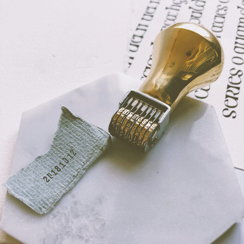Rubber Date Stamp - Retro Roller Date Stamp Copper Metal