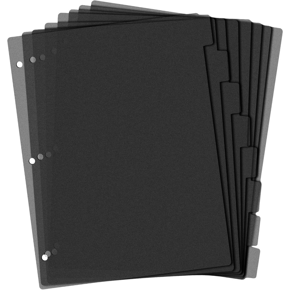 Tab Divider A4 - 8 Tab Black Plastic Binder Dividers