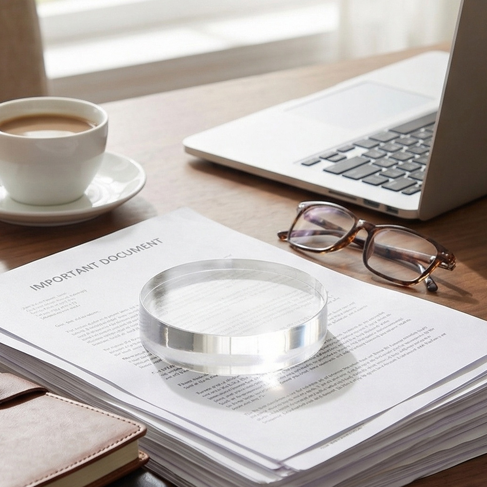 Paper Weight Crystal - Clear Crystal Glass Paperweight Round 3.15