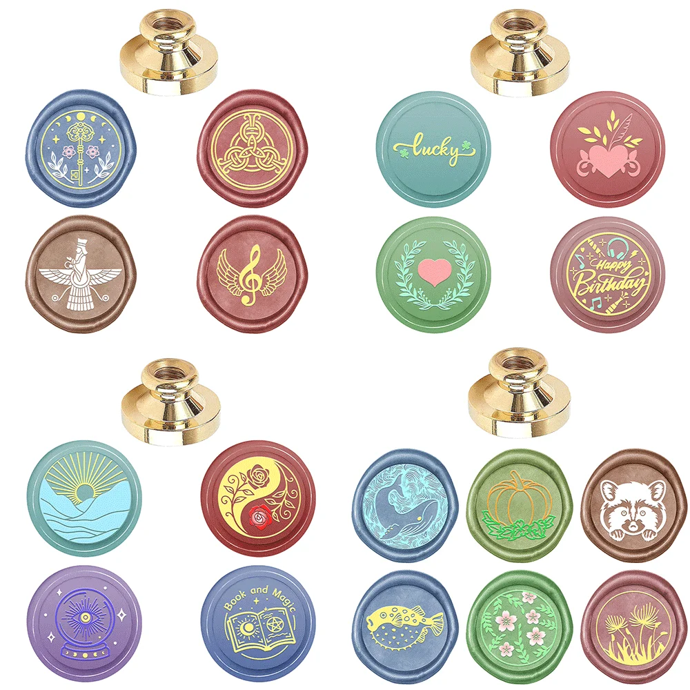 Wax Seal Stamp Set - Heart Fish Flowers Pattern Wax Seal