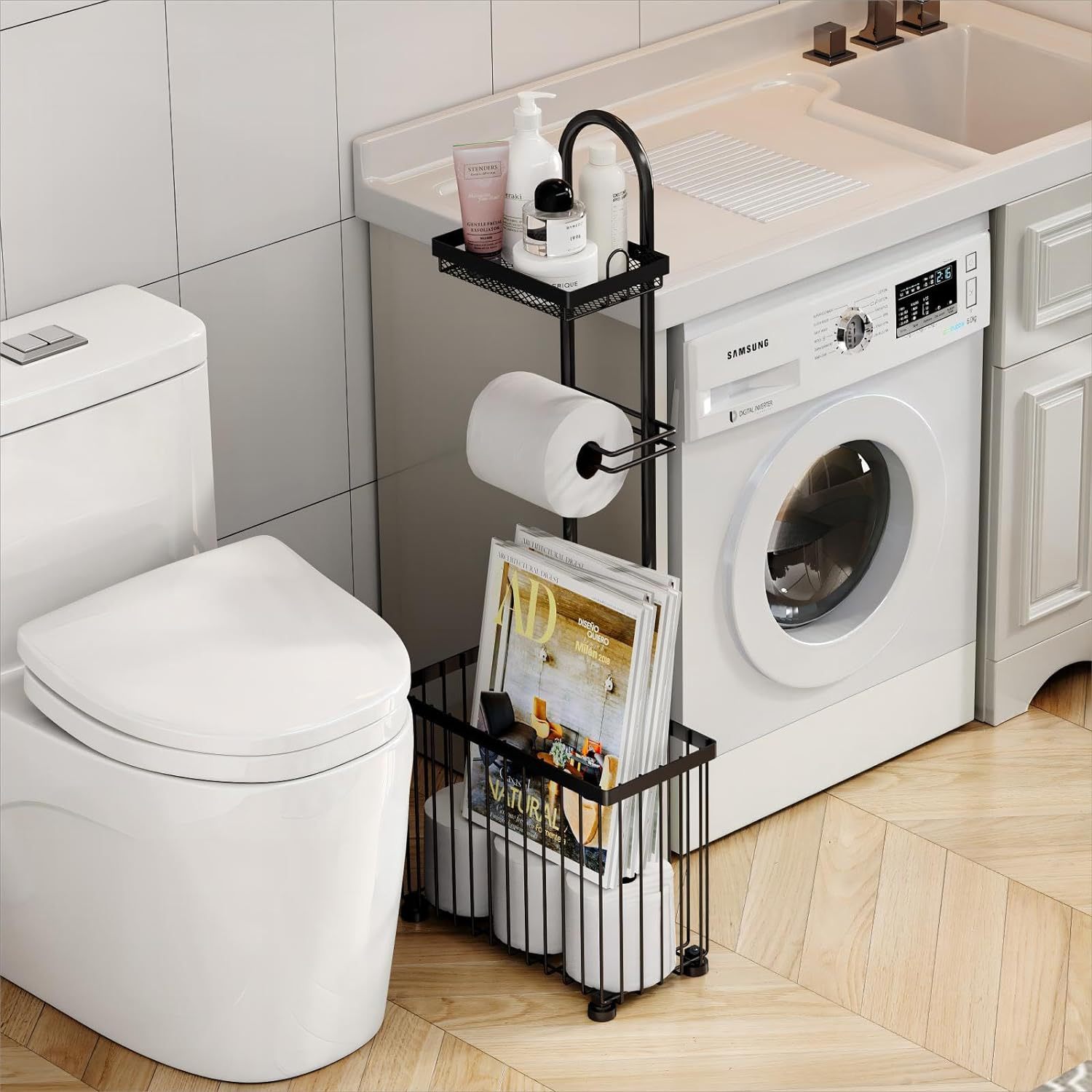Black household bathroom tissu - Magazine Holder Rack review and price