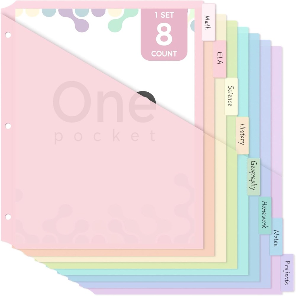 8 pcs Durable A4 Pastel Binder - Tab Divider A4 review and price