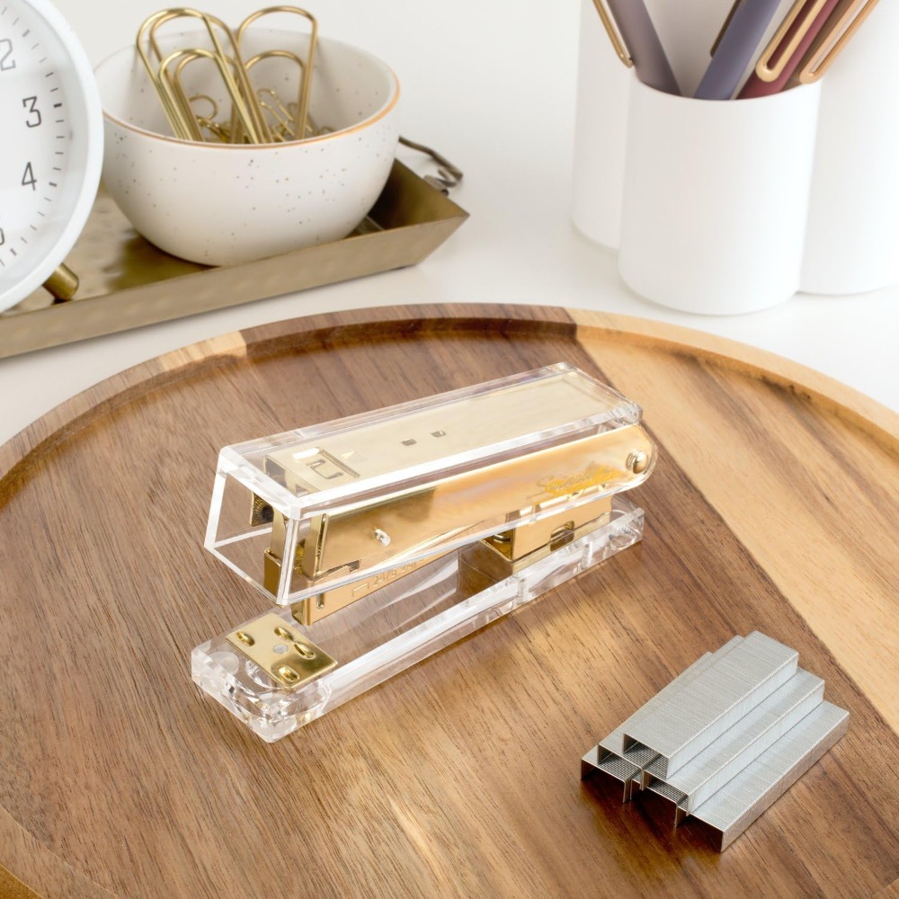 Compact Clear Acrylic Gold Sta - Stapler Half Strip review and price