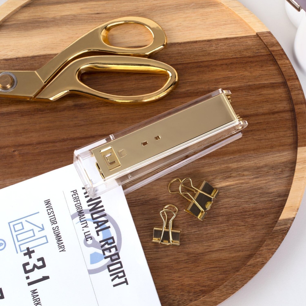 Compact Clear Acrylic Gold Sta - Stapler Half Strip review and price