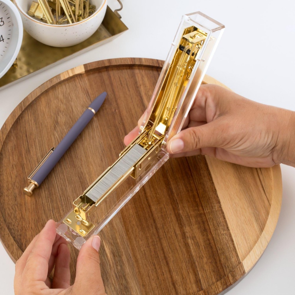 Compact Clear Acrylic Gold Sta - Stapler Half Strip review and price